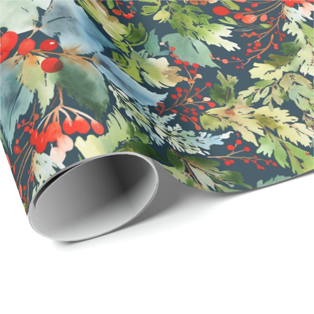 Marina de guerra Painterly del papel de regalo el (Esquina del rollo)