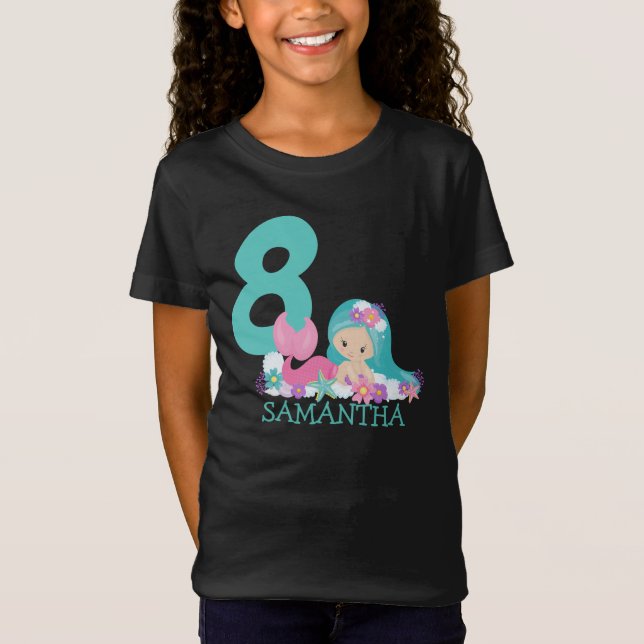 Marina Mermaid 8 cumpleaños - De la camiseta del m (Anverso)