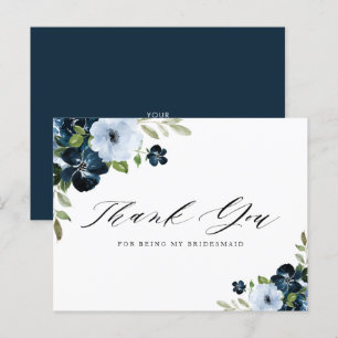 marina y azul claro Bridesmaid Gracias tarjeta