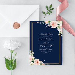 marina y boda floral ruidosa salva la tarjeta de f