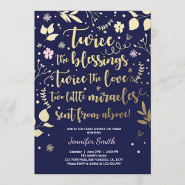 Marinera gemela del rosa del oro de la invitación