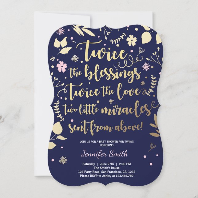 Marinera gemela del rosa del oro de la invitación (Anverso)