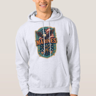 "Marines" sobre águila y bandera sudadera con capu