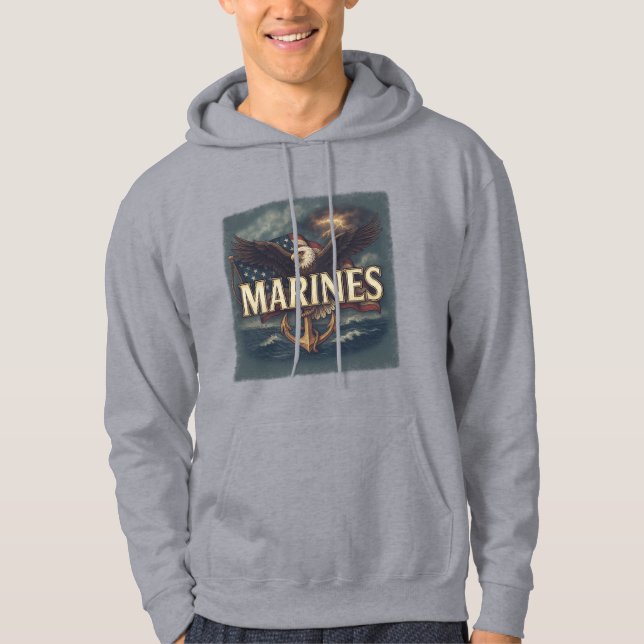 "Marines" sobre sudadera con águila y bandera (Anverso)