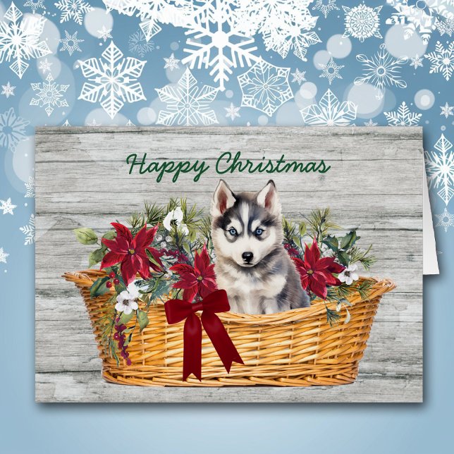 Marioneta Husky siberiana en tarjeta de Navidades  (Subido por el creador)