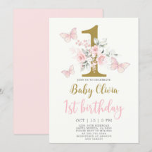 Mariposa 1ª invitación de cumpleaños