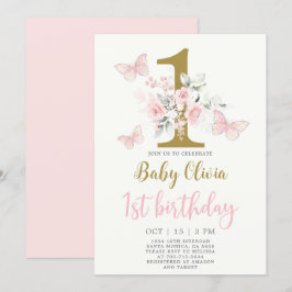 Mariposa 1ª invitación de cumpleaños