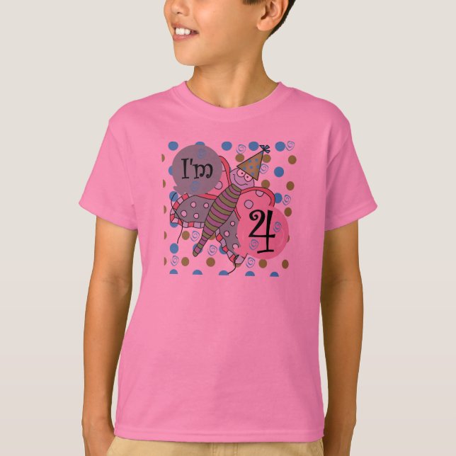 Mariposa 4 camisetas de cumpleaños y regalos (Anverso)