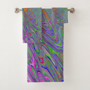 Mariposa abstracta trippy morada, naranja y verde
