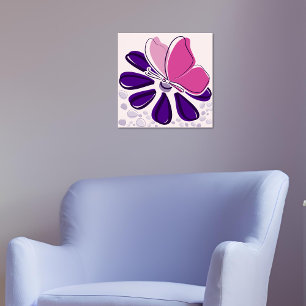 Mariposa abstracta y arte rosa y púrpura en flor