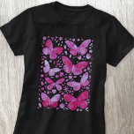 Mariposa acuarela Magenta camiseta rosa<br><div class="desc">Magenta pintura de mariposa color rosa y blanco acuático. Arte original de Nic Squirrell.</div>