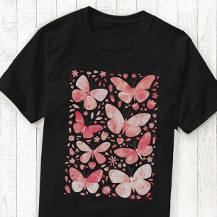 Mariposa acuarela Rubor camiseta rosa