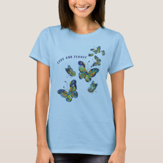 MARIPOSA AMA NUESTRA CAMISA DE PLANETA -AZUL