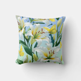 Mariposa amarilla de Lirio Blanco Cojines decorati