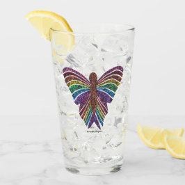 Mariposa arco iris - Copa de vidrio (16 oz)