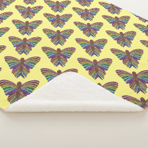 Mariposa Arcoíris (amarillo) - Manta Sherpa
