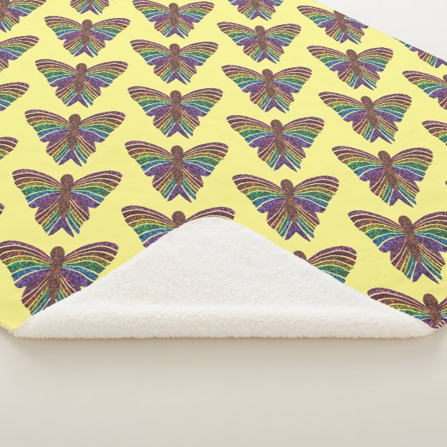 Mariposa Arcoíris (amarillo) - Manta Sherpa (3/4)