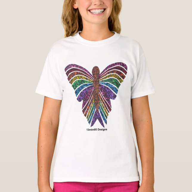 Mariposa arcoiris (blanca) - camiseta básica de Ch (Anverso)