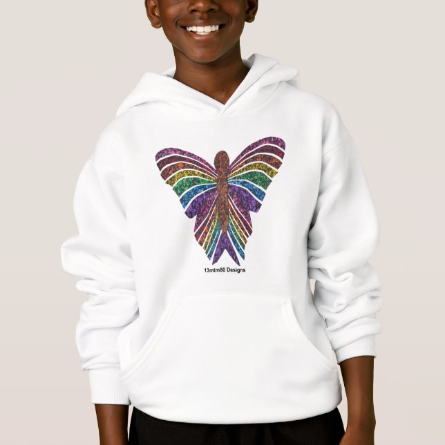 Mariposa arcoiris (blanca) - Hoodie de niño (Anverso)
