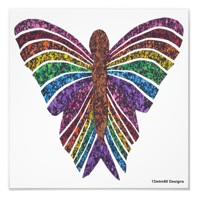 Mariposa arcoiris (blanca) - Impresión fotográfica (Frente)