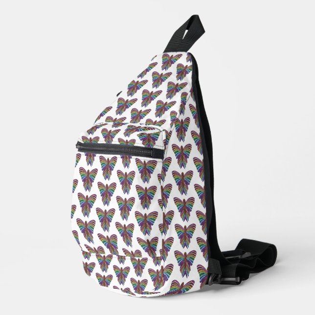 Mariposa Arcoíris (blanco) - Bolsa de bandolera (Esquina derecha)