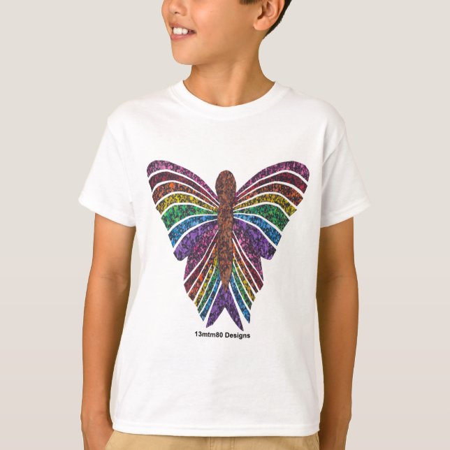 Mariposa Arcoíris (blanco) - Camiseta de Niño (Anverso)