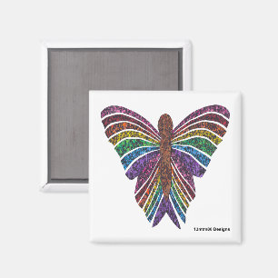 Mariposa Arcoíris (blanco) - Imán