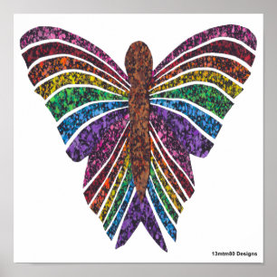 Mariposa Arcoíris (blanco) - Impresión de Póster