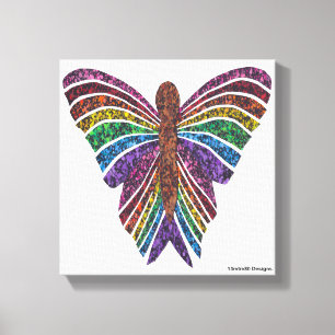 Mariposa Arcoíris (blanco) - Impresión en Lienzo