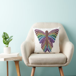 Mariposa Arcoíris (blanco individual) - Almohada