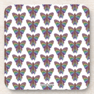 Mariposa Arcoíris (blanco) - Posavasos de plástico