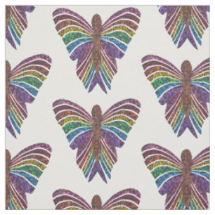 Mariposa Arcoíris (blanco) - Tela de Algodón Peina