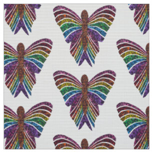 Mariposa Arcoíris (blanco) - Tela tejida de poliés