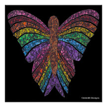 Mariposa Arcoíris (negra) - Impresión de Póster