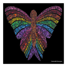 Mariposa Arcoíris (negra) - Impresión de Póster