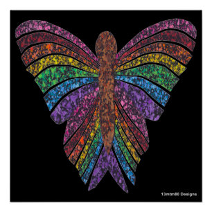 Mariposa Arcoíris (negra) - Impresión de Póster
