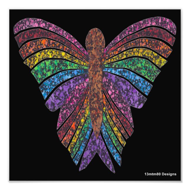 Mariposa Arcoíris (negra) - Impresión fotográfica (Frente)