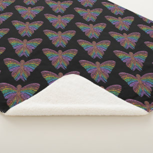 Mariposa Arcoíris (negra) - Manta Sherpa