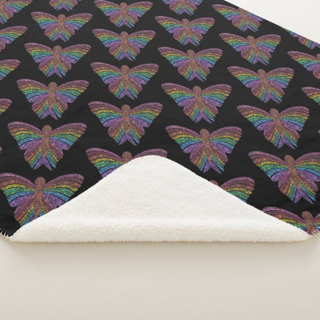 Mariposa Arcoíris (negra) - Manta Sherpa (3/4)
