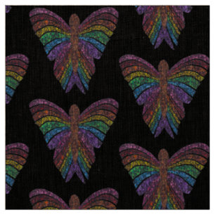Mariposa Arcoíris (negra) - Tela de Lino Natural