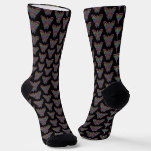 Mariposa Arcoíris (negro) - Calcetines Premium