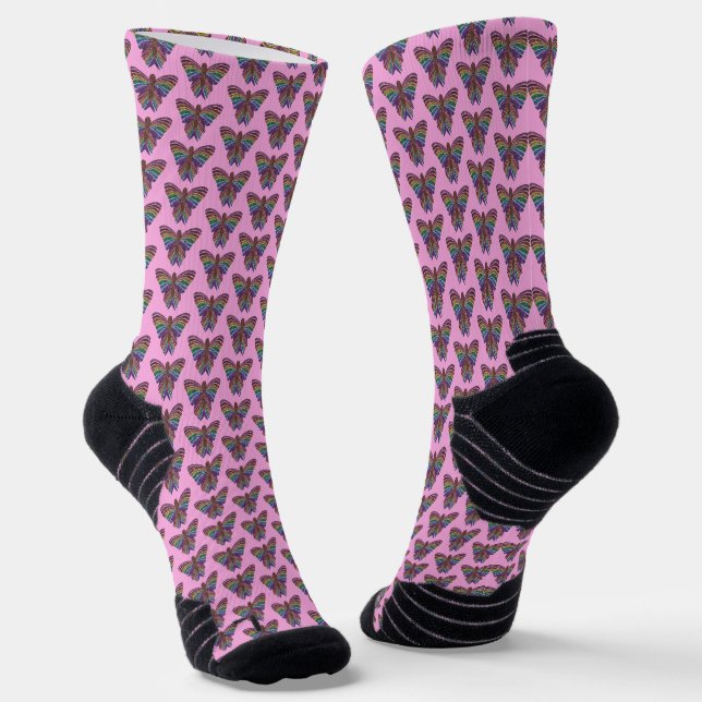Mariposa Arcoíris (rosa) - Calcetines Deportivos (Angular)