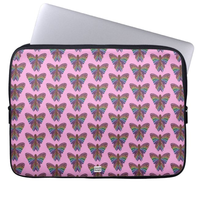 Mariposa Arcoíris (rosa) - Funda para Portátil (Frente)