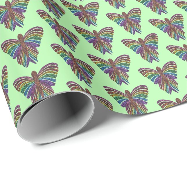 Mariposa Arcoíris (verde claro) - Papel de Regalo (Esquina del rollo)