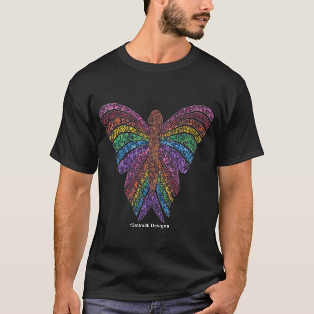 Mariposa Arcoíris (vívida) - Camiseta oscura para  (Anverso)