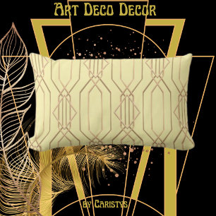 Mariposa Art Deco y almohada dorada lumbar
