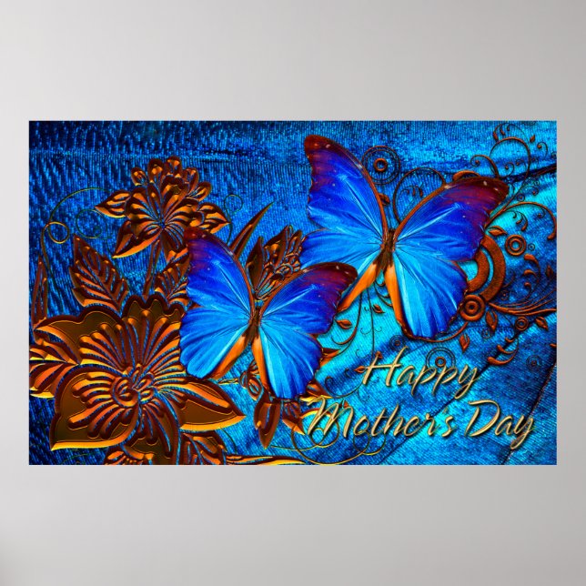 Mariposa Arte 35 Feliz Día de la Madre Poster (Frente)