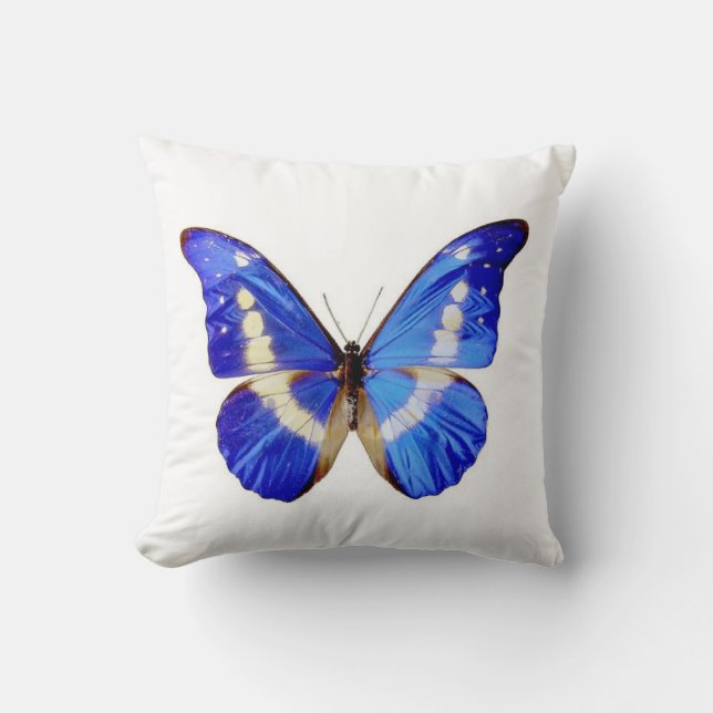 Mariposa azul - Cojín decorativo (Anverso)