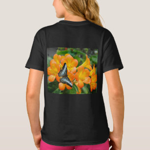 Mariposa azul con camiseta Rhododendron tropical