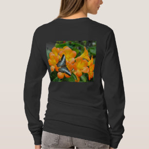 Mariposa azul con camiseta Rhododendron tropical